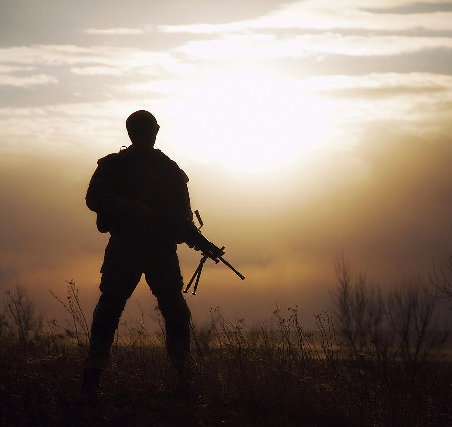 Silhouette Of U.s. Marine With Rifle Photograph by Oleg Zabielin - Pixels