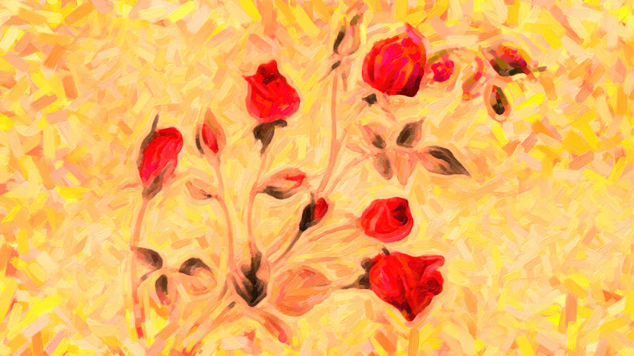 Silky Red Roses Painting by MotionAge Designs