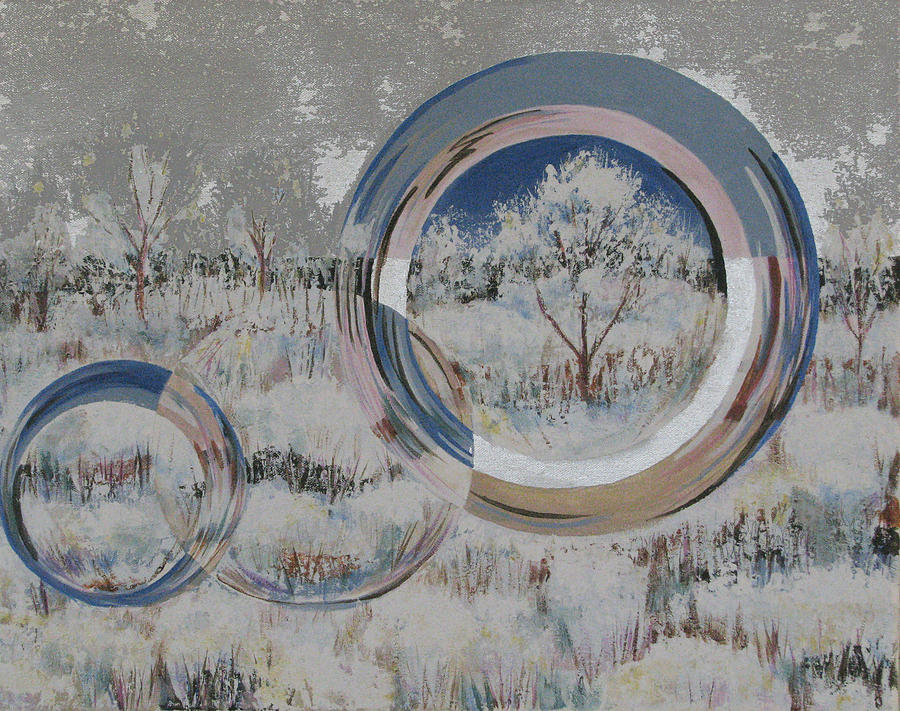 Silver Snow Painting by Art Nomad Sandra  Hansen