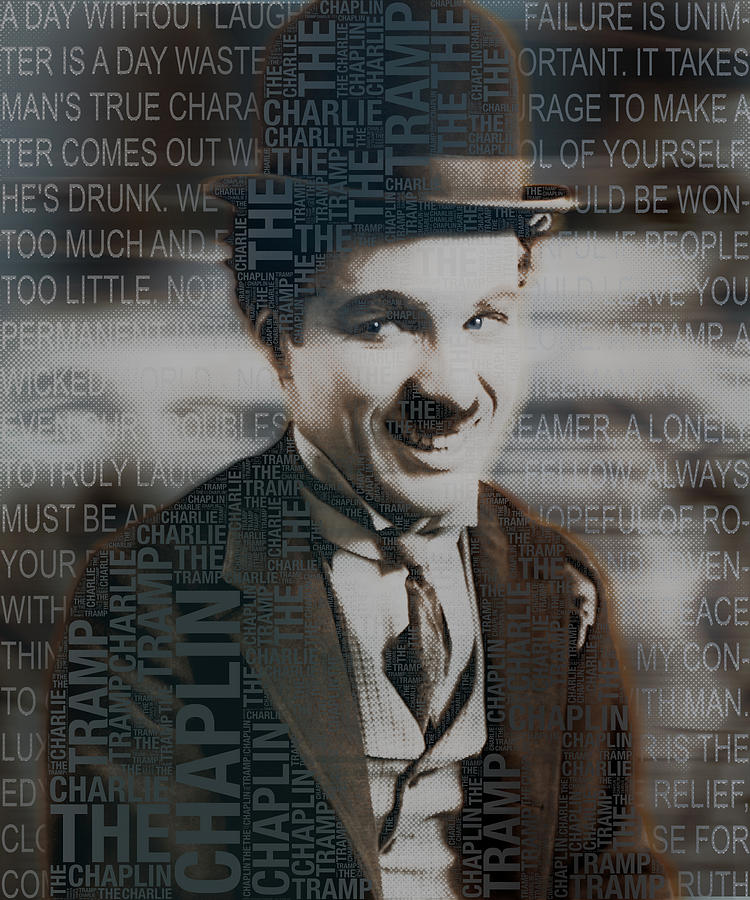 Sir Charles Spencer Charlie Chaplin Square #2 Painting by Tony Rubino