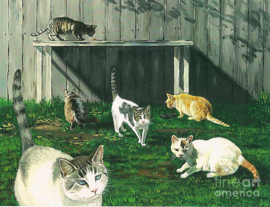 Six Cats Painting by Margaryta Yermolayeva