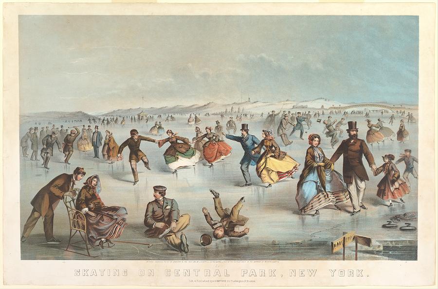Winslow Homer Painting - Skating in Central Park New York #1 by Celestial Images