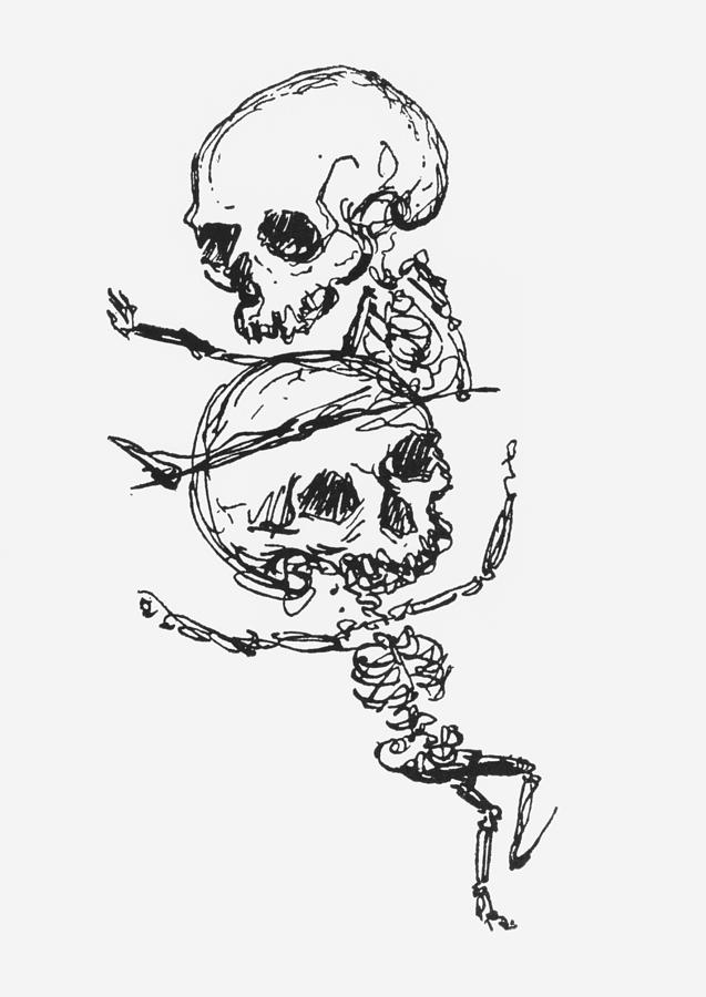 Skeletons, Illustration From Complainte De Loubli Et Des Morts Drawing by Jules Laforgue