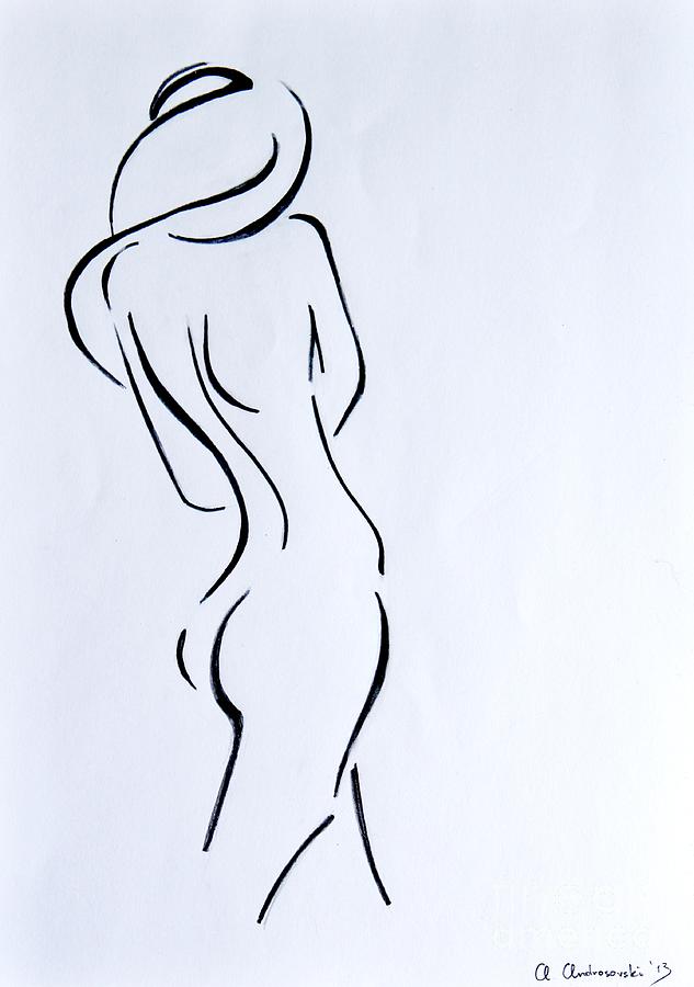 Nude one line female drawing