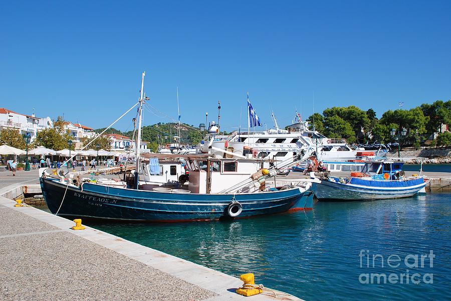 Skiathos Town harbour #1 Photograph by David Fowler
