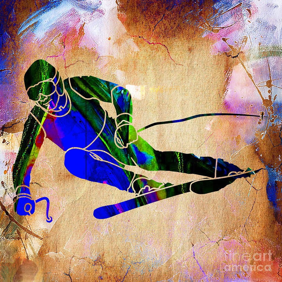Skier Painting #1 Mixed Media by Marvin Blaine