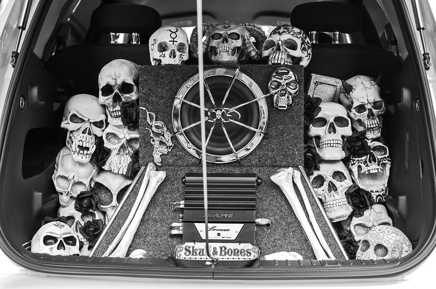 Car Photograph - Skull and Bones - PT Cruiser #1 by Jill Reger