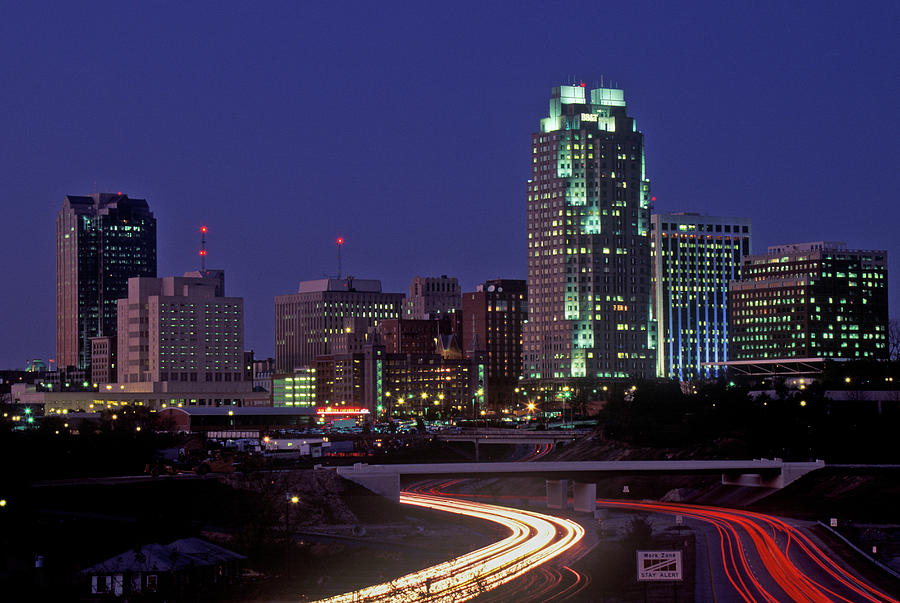 Skyline Of Raleigh, Nc At Night Photograph by Panoramic Images