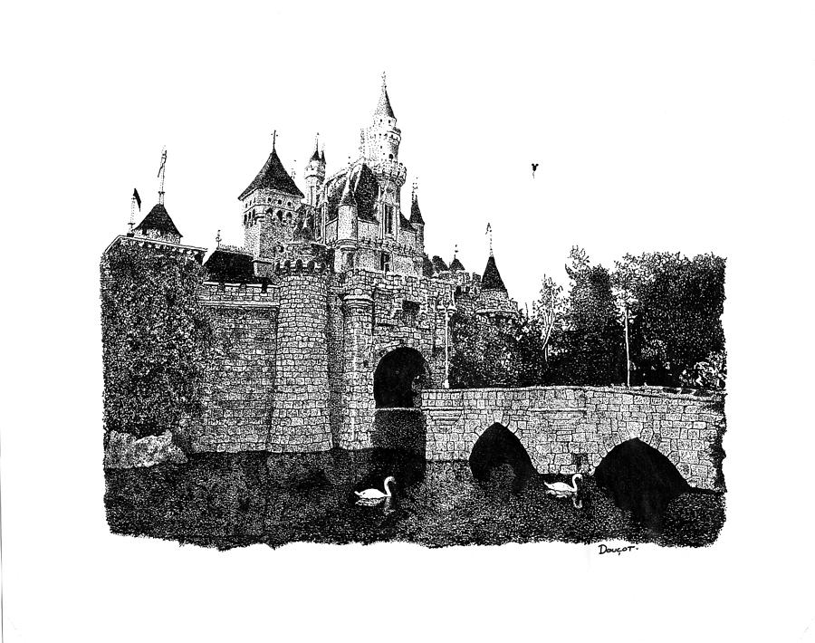 Castle Drawing - Sleeping Beauty Castle #1 by David Doucot