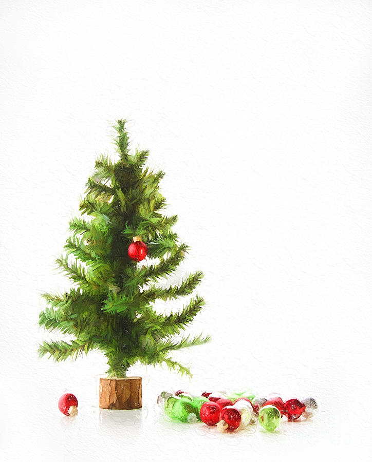 Small tree with ornaments/ digital artwork #1 Photograph by Sandra Cunningham