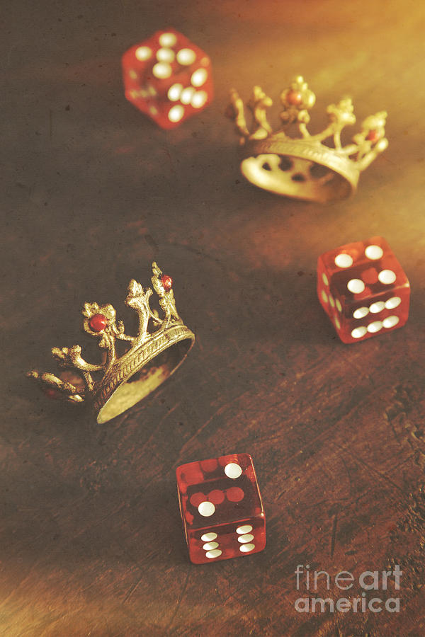 Small crowns with dice on table #1 Photograph by Sandra Cunningham