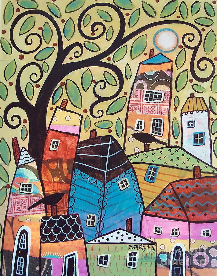 Abstract Painting - Small Village #1 by Karla Gerard