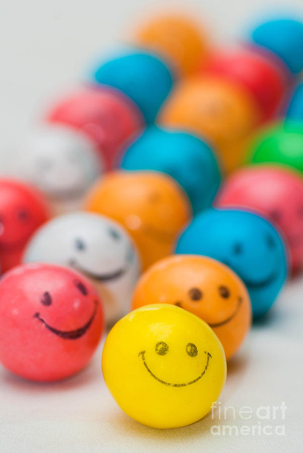 Ball Photograph - Smiley Face Gum Balls #1 by Amy Cicconi