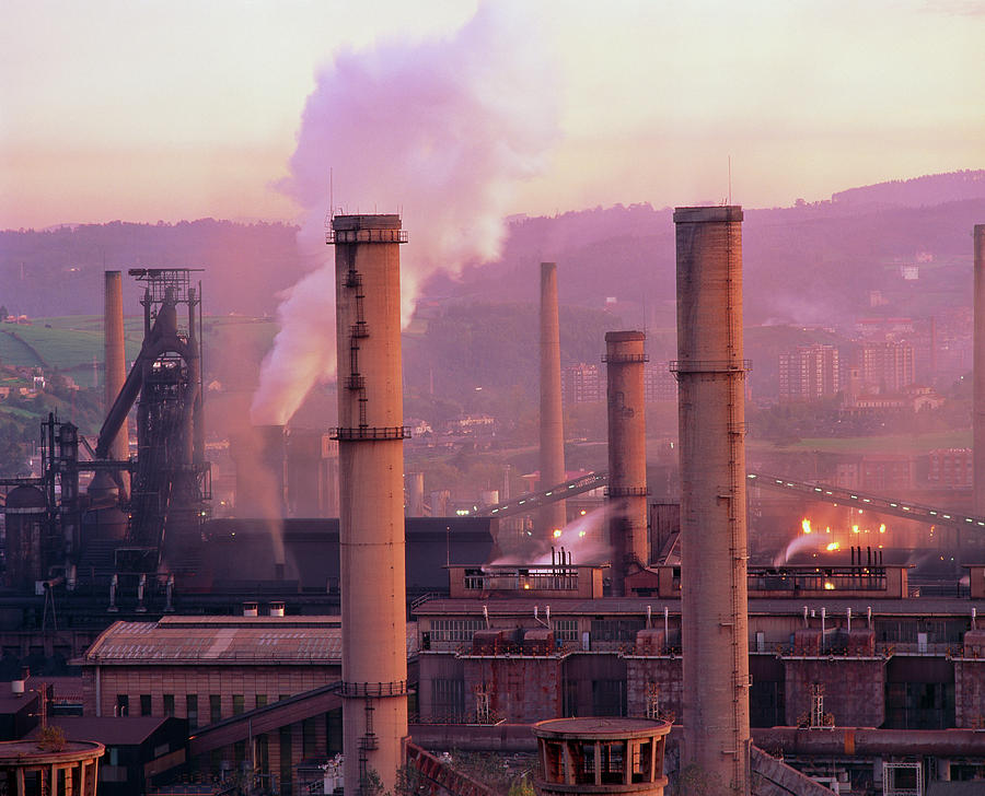 Smog-producing Steelworks At Aviles #1 Photograph by Simon Fraser/science Photo Library