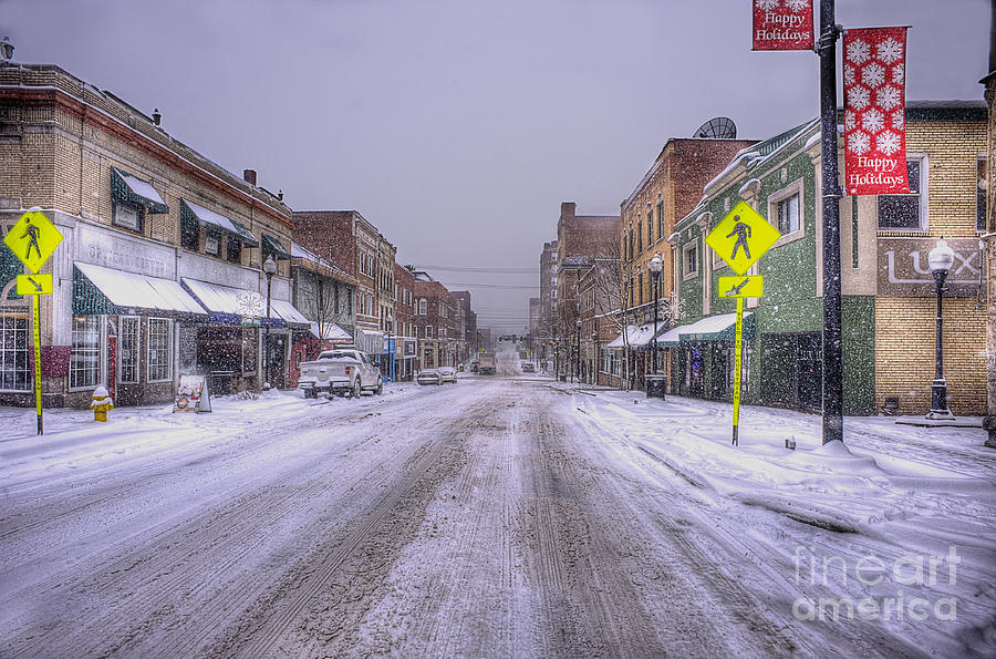Snow covered high street in Morgantown Photograph by Dan Friend