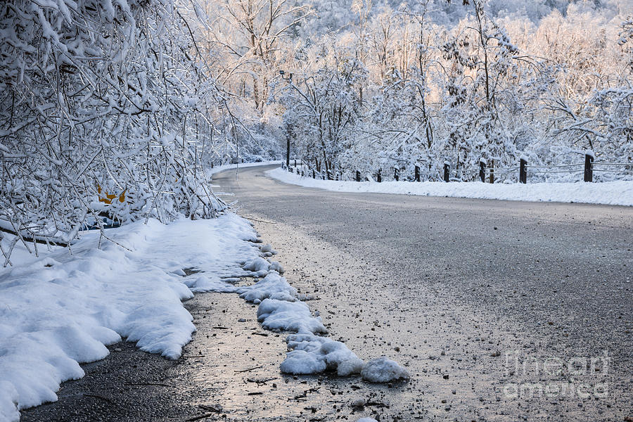 Snow on winter road 2 Photograph by Elena Elisseeva