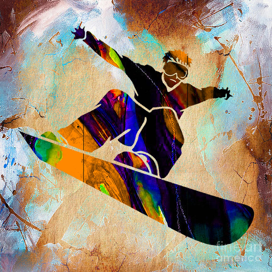 Snowboarder Painting #2 Mixed Media by Marvin Blaine