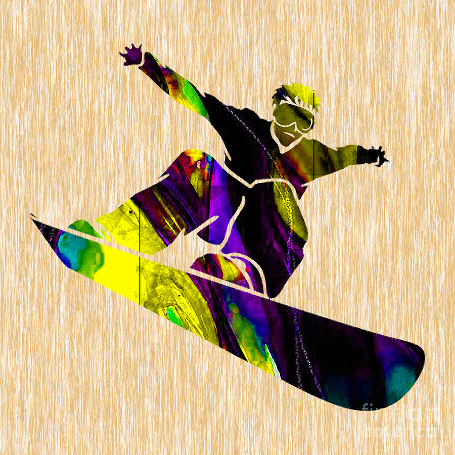 Snowboarding #4 Mixed Media by Marvin Blaine