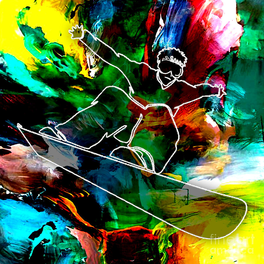 Snowboarding Painting #1 Mixed Media by Marvin Blaine