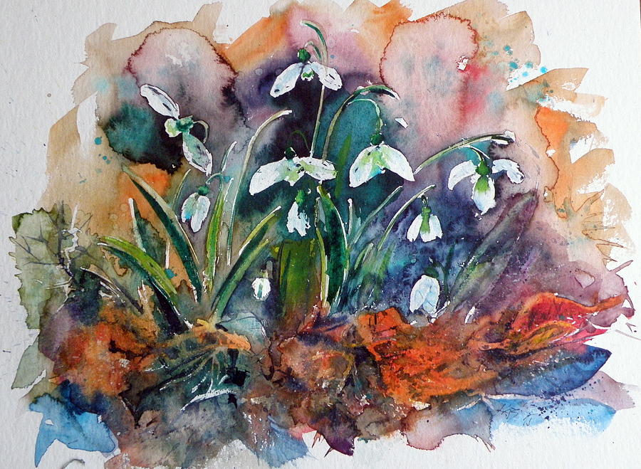 Snowdrops Painting - Snowdrops by Kovacs Anna Brigitta Snowdrops Painting - Snowdrops by Kovacs Anna Brigitta