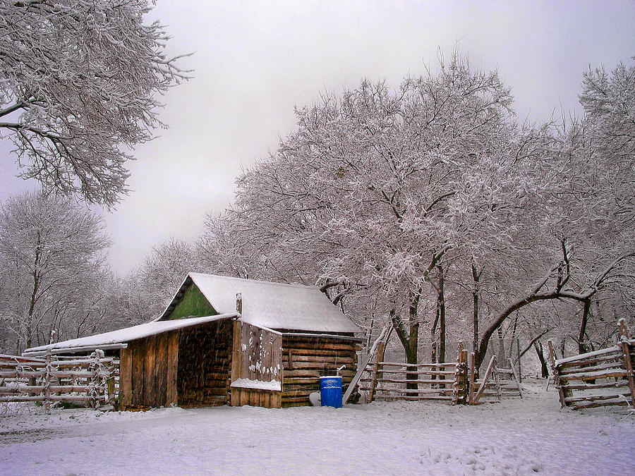 Barn Photograph - Snowy Day on the Farm #1 by David and Carol Kelly