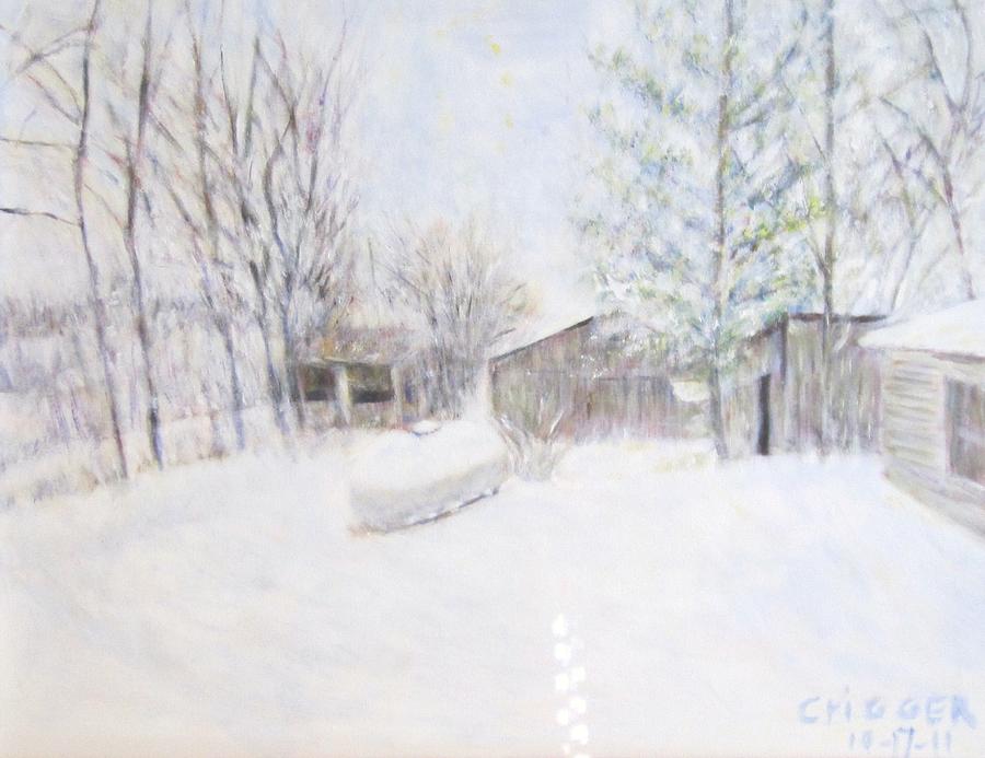Snowy February Day Painting by Glenda Crigger