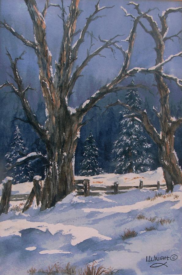 Snowy Fence #1 Painting by Lynne Wright