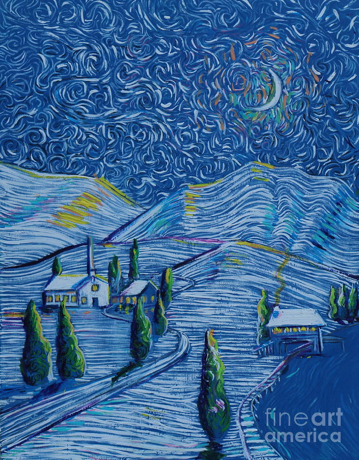 Snowy Night #1 Painting by Stefan Duncan