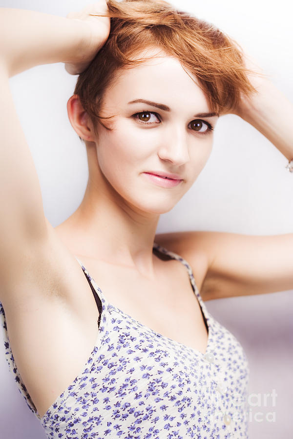 Soft Studio Portrait Of A Short Haired Beauty Photograph by Jorgo Photography