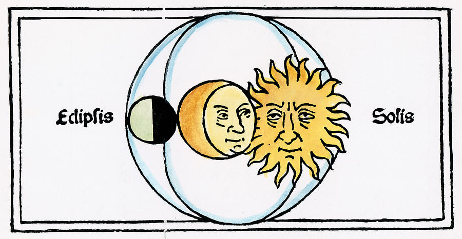 Solar Eclipse, 1482 #1 Drawing by Granger