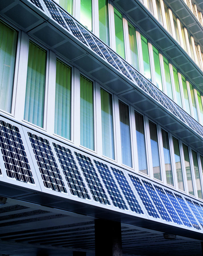 solar panels on building facade