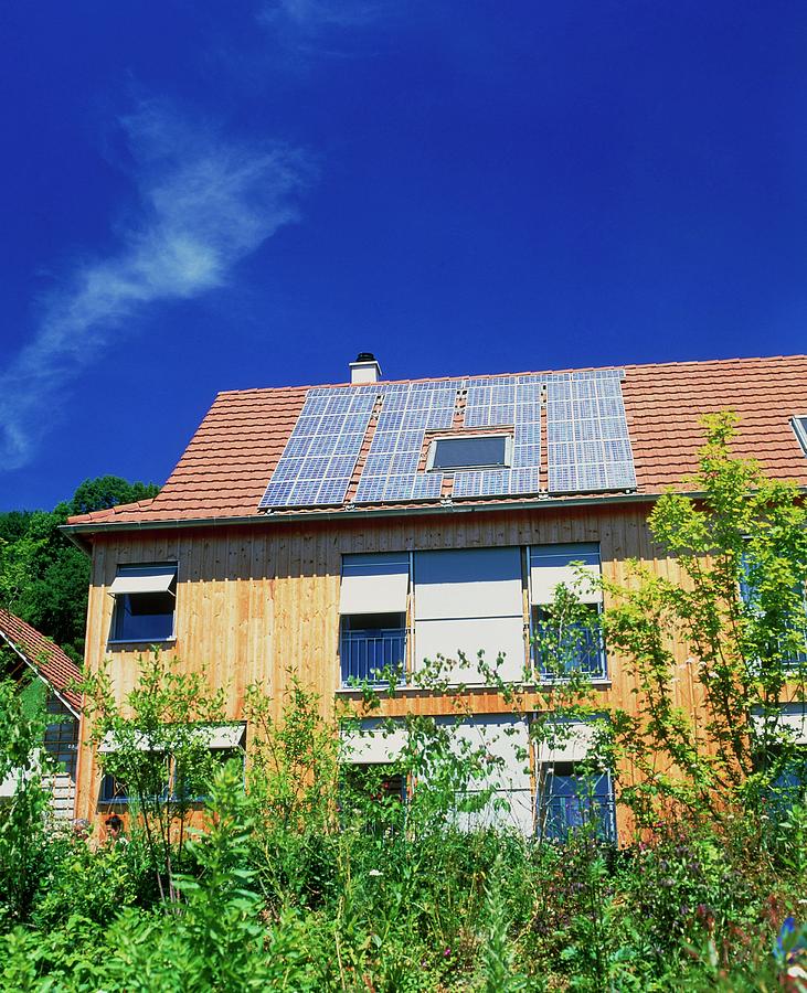 Solar Panels On The Roof Of A House #1 Photograph by Martin Bond/science Photo Library