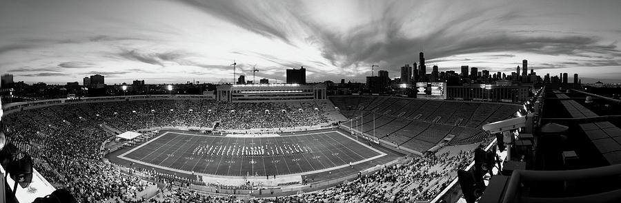 Black And White Photograph - Soldier Field Football, Chicago #1 by Panoramic Images