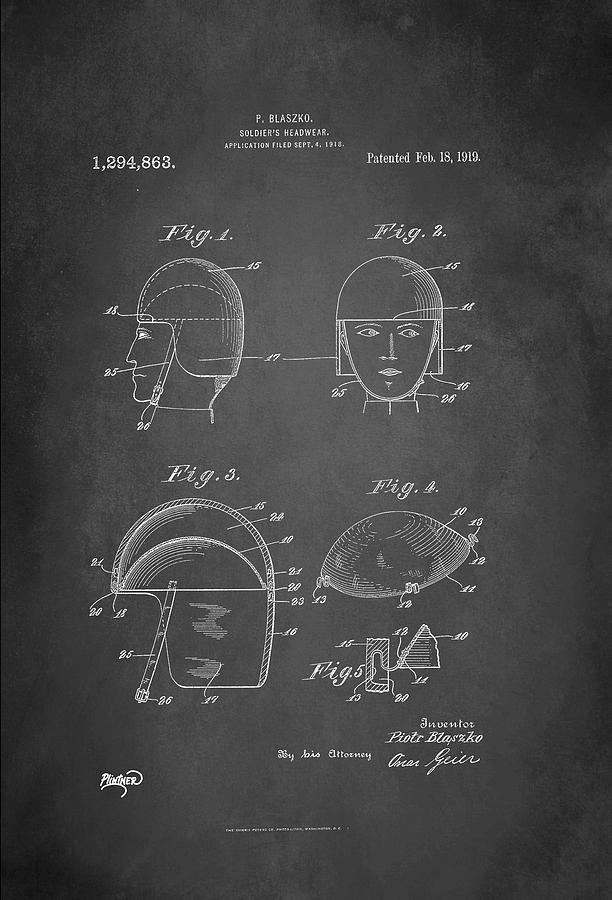 Soldiers Headwear Patent 1919 #1 Digital Art by Patricia Lintner