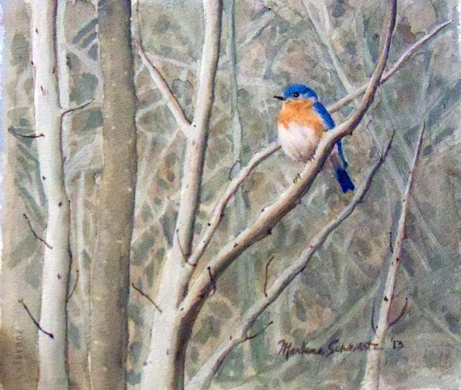 Bluebird Painting - Something Blue by Marlene Schwartz Massey
