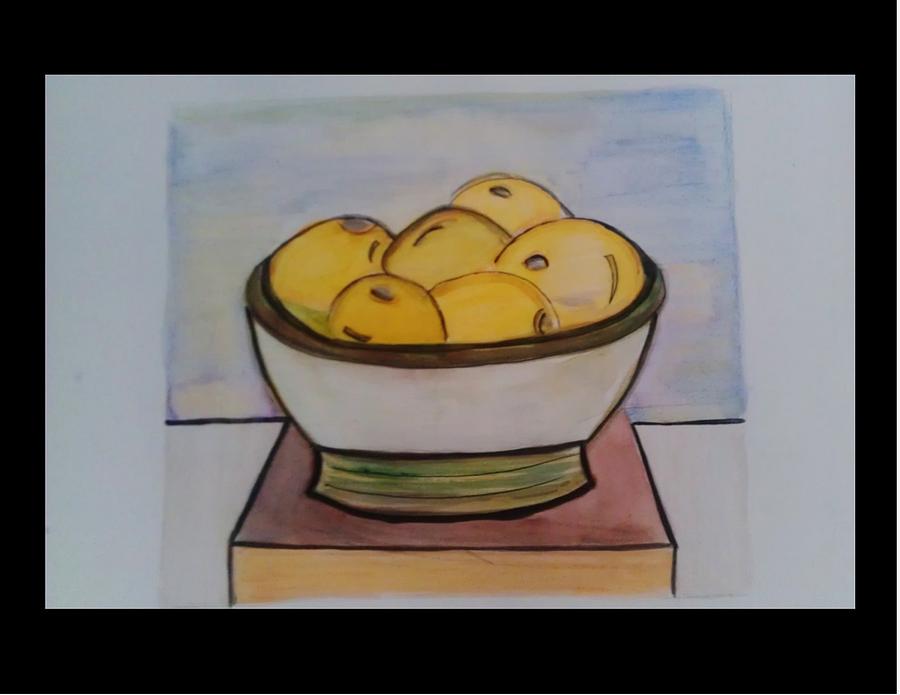 Sour Lemon Bowl #1 Painting by Kelly M Turner