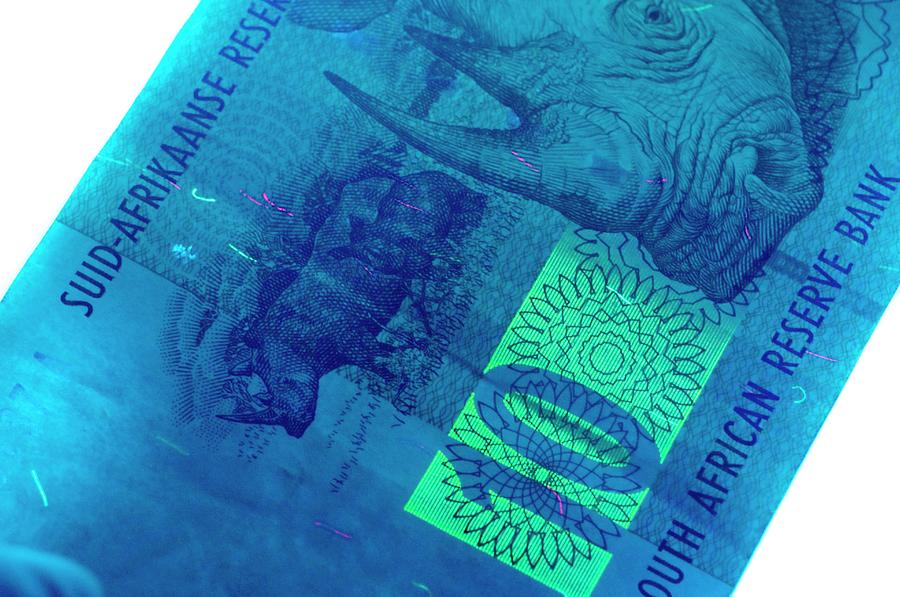 South African Banknote In Uv Light #1 Photograph by Louise Murray/science Photo Library