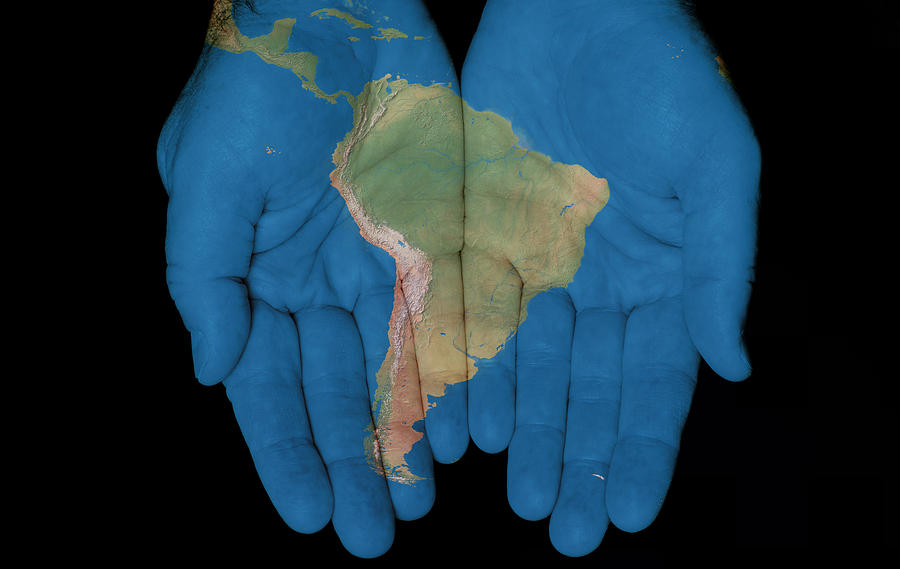 South America In Our Hands Photograph by Jim Vallee