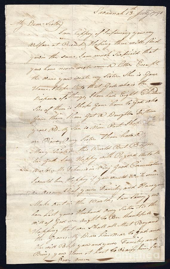 Sowerby Family Letter, 18th Century Photograph By Natural History ...