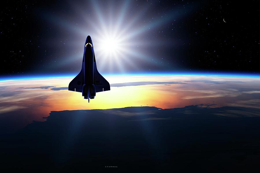 Space Photograph - Space Shuttle In Orbit #1 by Detlev Van Ravenswaay