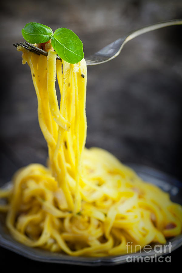 Cheese Photograph - Spaghetti carbonara #1 by Mythja Photography