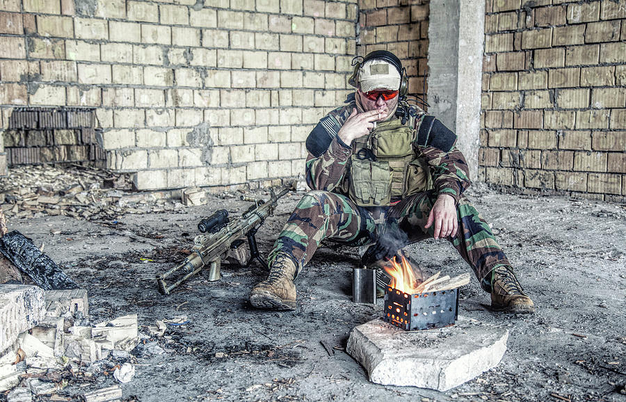 Special Forces Soldier Smoking #1 Photograph by Oleg Zabielin