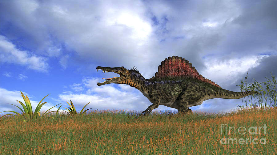 Spinosaurus Hunting In Prehistoric Digital Art by Kostyantyn Ivanyshen ...