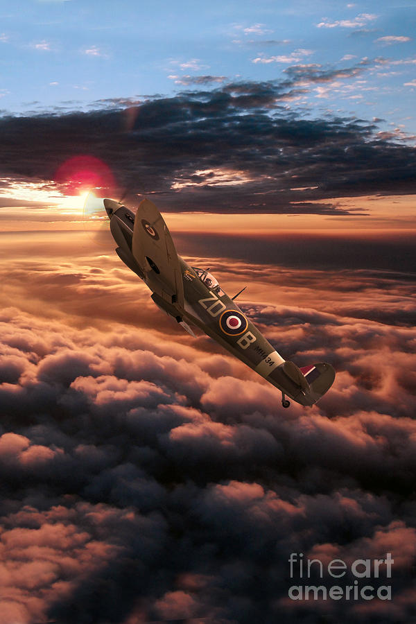 Spitfire Sundown  Digital Art by Airpower Art
