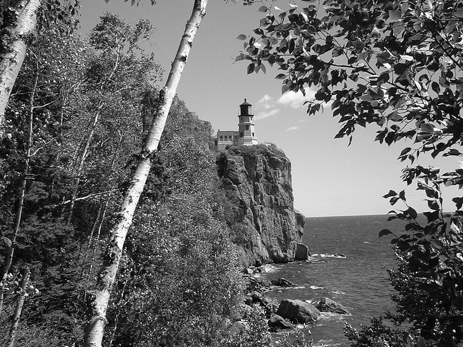 Split Rock black and white Photograph by Bonfire Photography