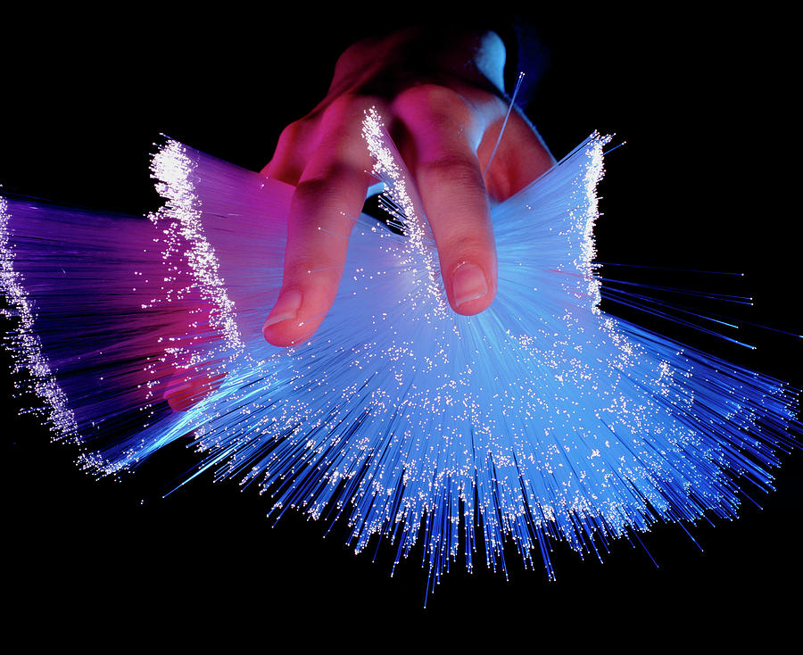 Spray Of Optical Fibres Conducting Coloured Light #1 Photograph by Adam Hart-davis/science Photo Library
