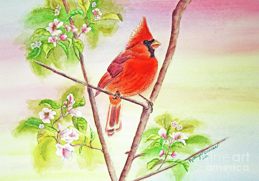 Cardinal Painting - Spring Blossoms I #1 by Kathryn Duncan