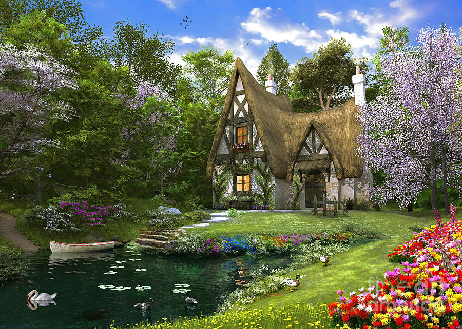 Architecture Digital Art - Spring Lake Cottage #1 by Dominic Davison