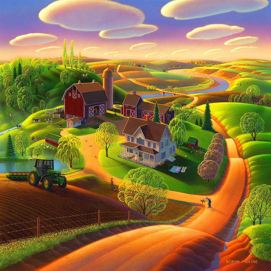 Farm Landscape Painting - Spring on the Farm by Robin Moline