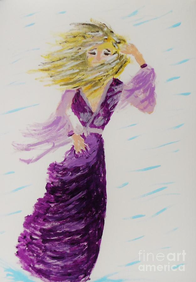 Lady Painting - Caught in the Spring Wind and Rain  by Marie Bulger